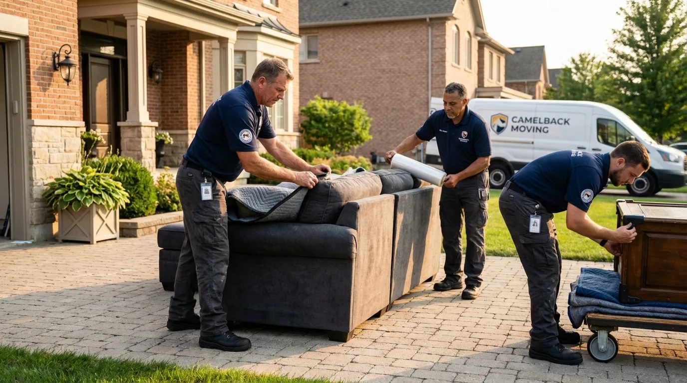 Large estate moving crew wrapping furniture in Pardeeville, WI