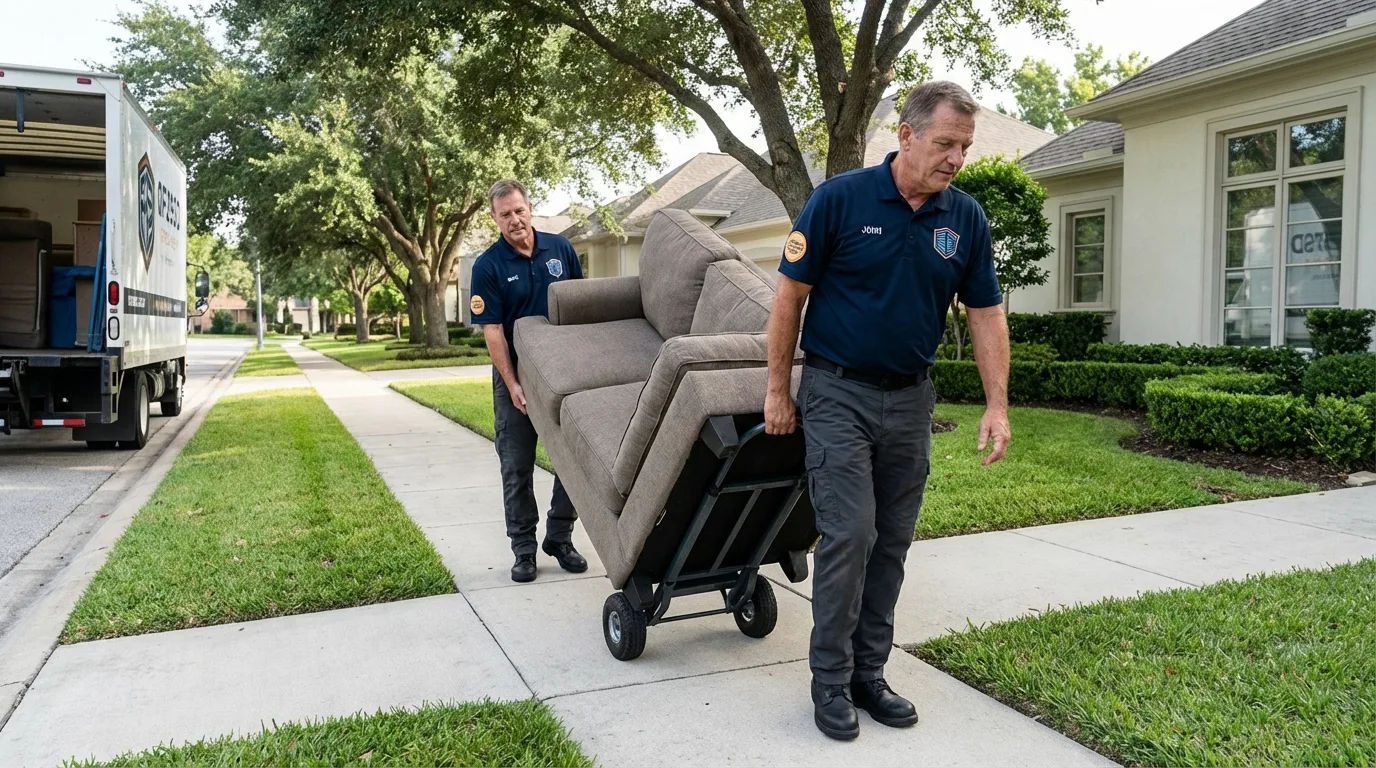 Local residential moving crew loading furniture in Pardeeville, WI